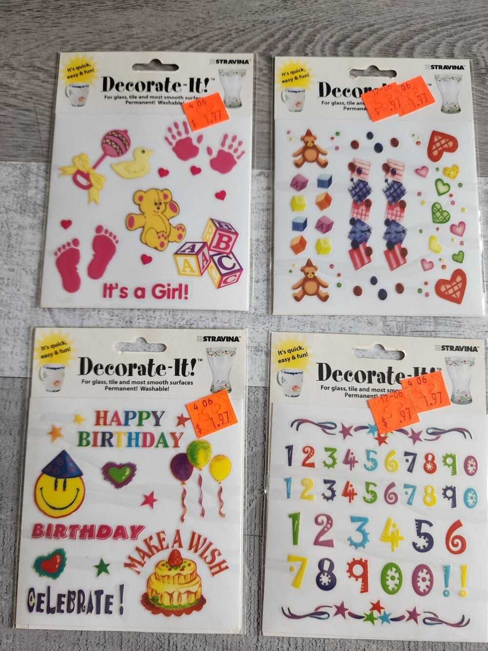 Stravina Stickers Lot Baby Girl Birthday Numbers For Glass Tile Sealed New #47